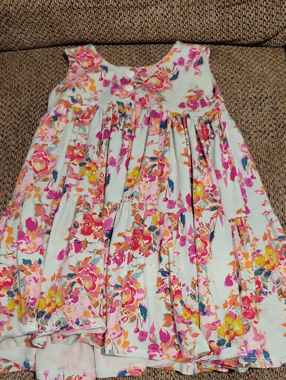 Girls' Floral Tiered Summer Dress - Pink & Yellow